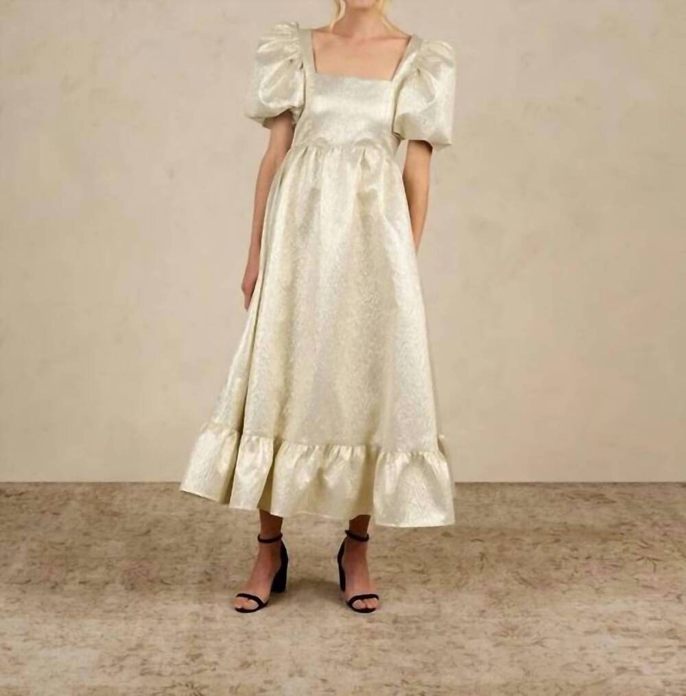 NEW NORALEE augusta puff sleeves dress in champagne